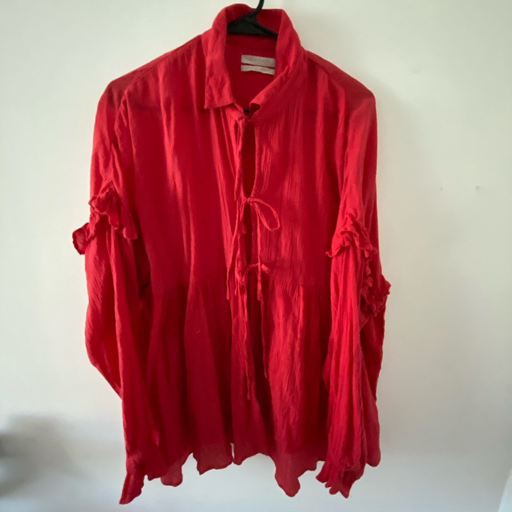 urban outfitters red poet blouse